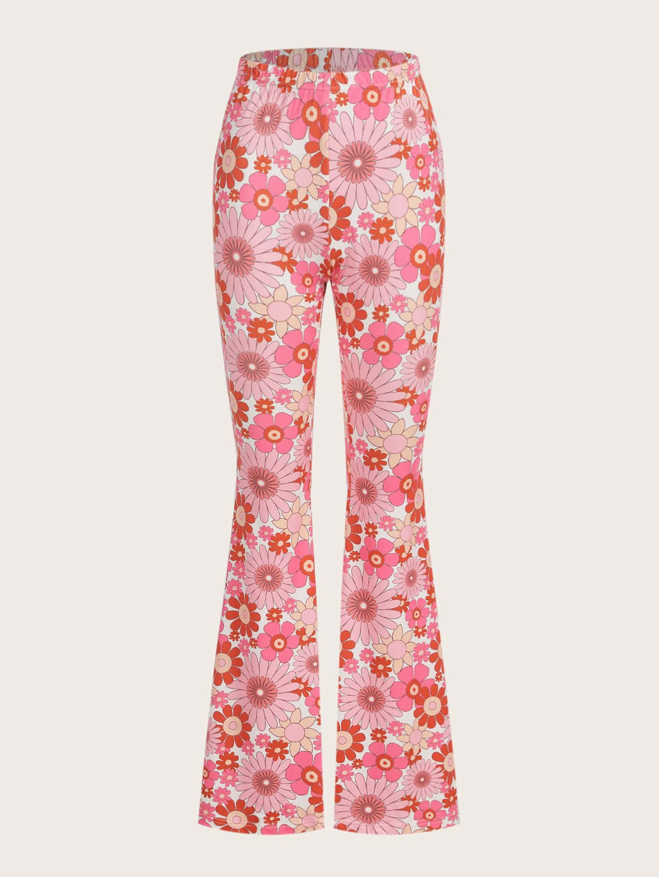 SHEIN VCAY 90s Floral Print Flare Leg Pants | SHEIN