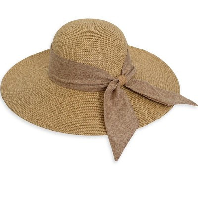 Max Studio Straw Linen Bow Floppy | Target