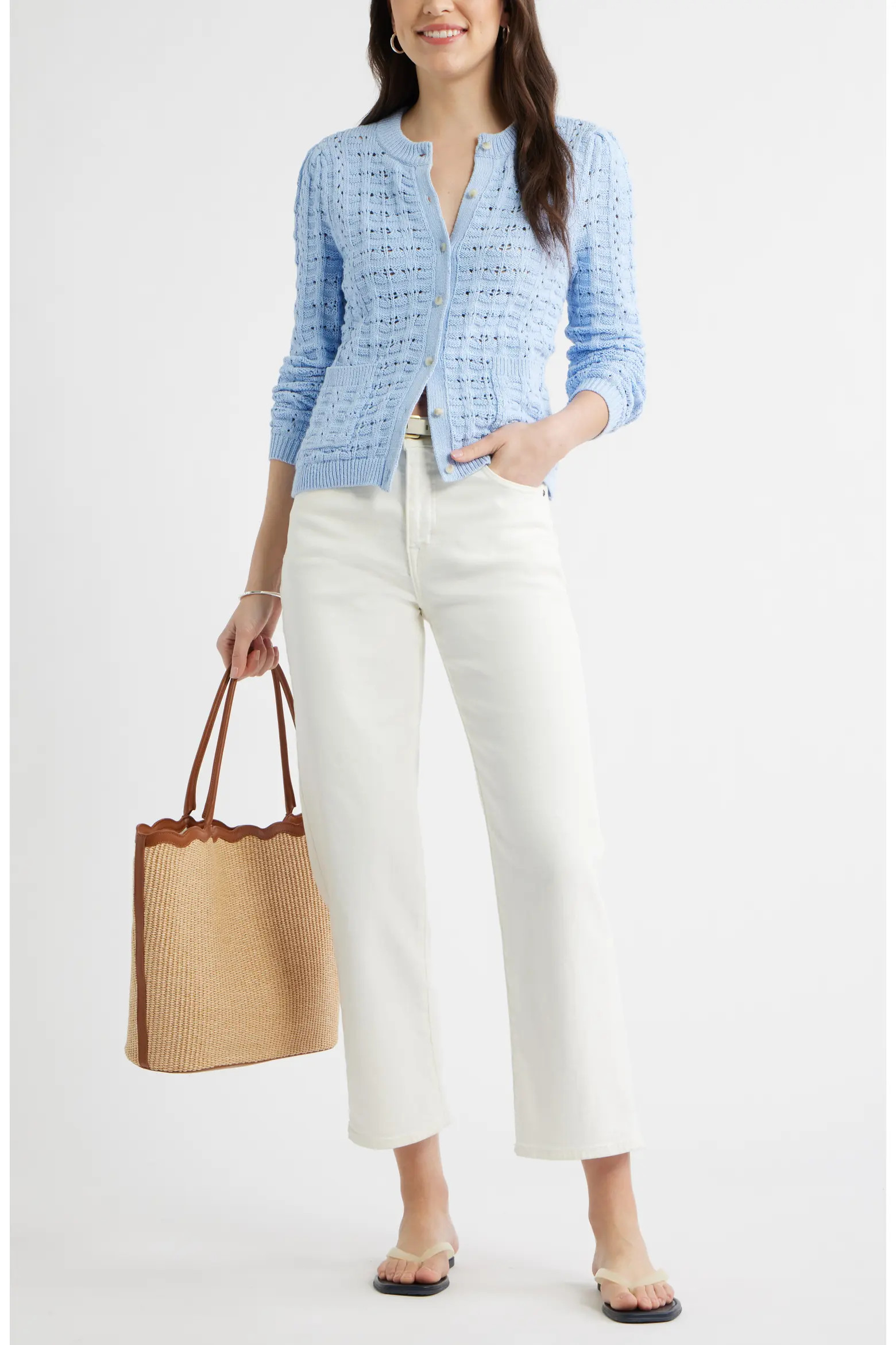 Pointelle Stitch Cotton Cardigan (Women) | Nordstrom | Nordstrom