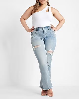High Waisted Light Wash Button Fly 90s Bootcut Jeans | Express