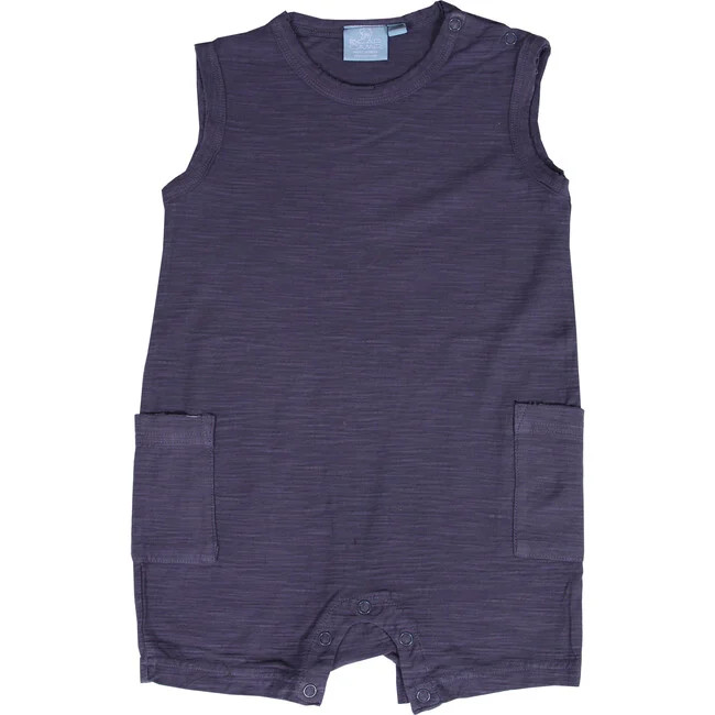 Baby Mineral Wash Cargo Pocket Romper, Lake Blue | Maisonette