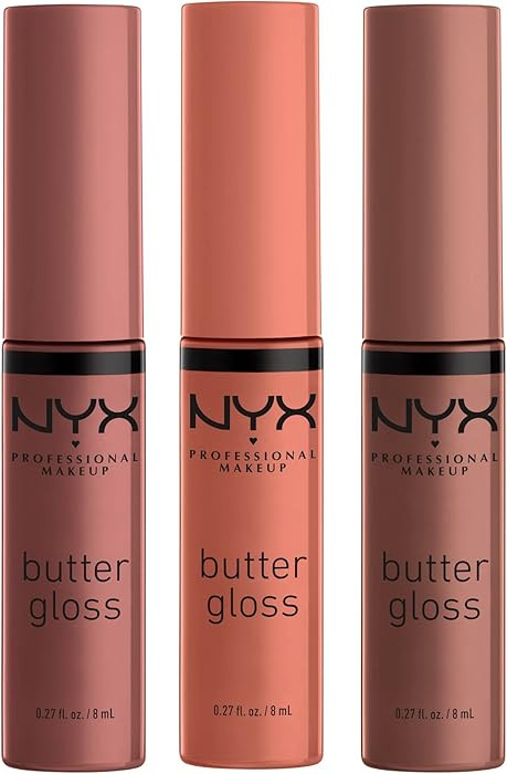NYX PROFESSIONAL MAKEUP Butter Gloss Brown Sugar, Non-Sticky Lip Gloss - Pack Of 3 (Sugar High, S... | Amazon (US)