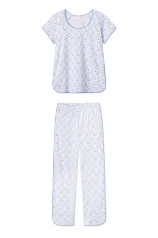 Pima Short-Long Set in French Blue Floral | Lake Pajamas