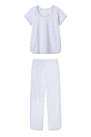 Pima Short-Long Set in French Blue Floral | Lake Pajamas