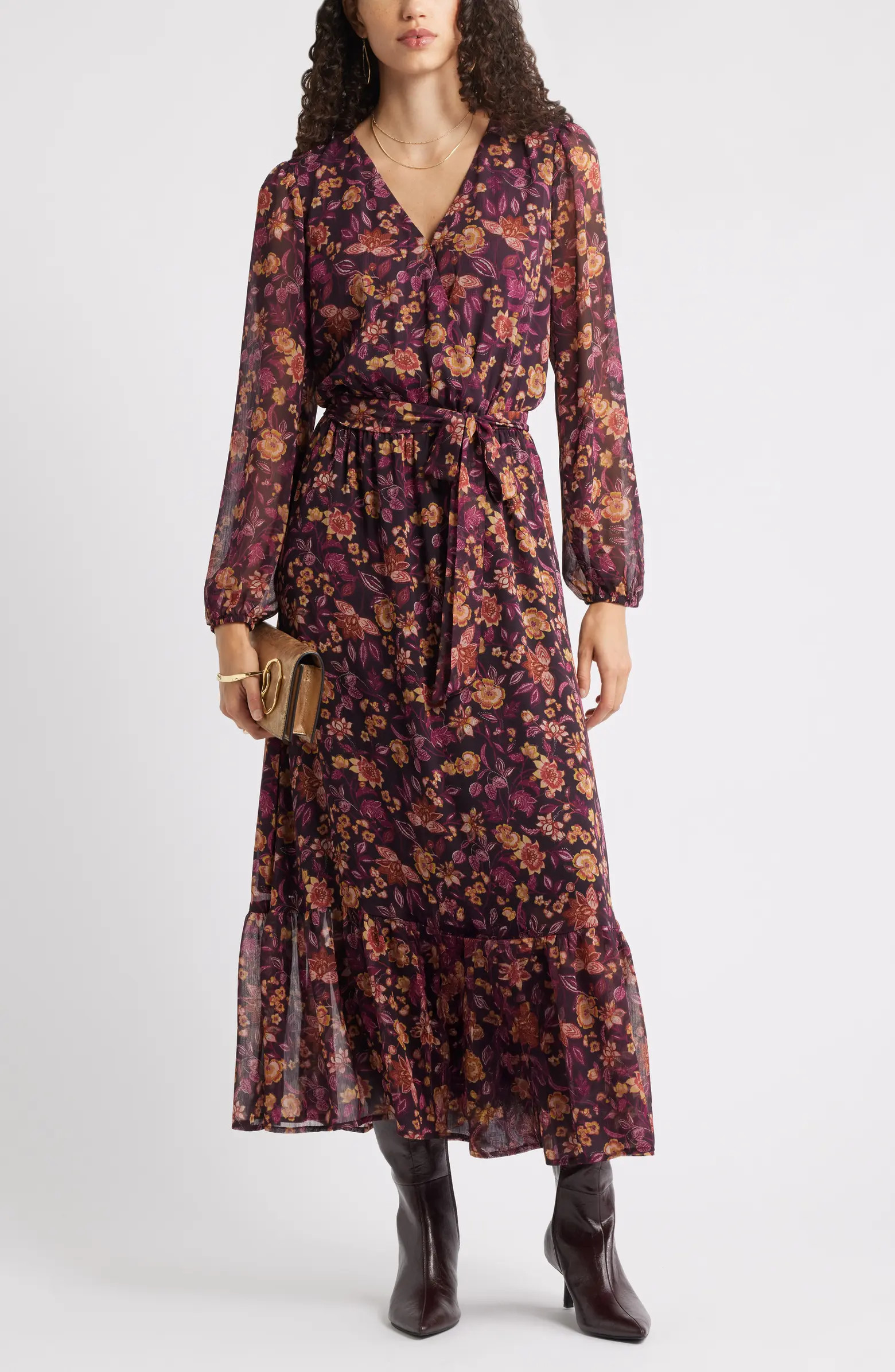 Long Sleeve Faux Wrap Dress | Nordstrom