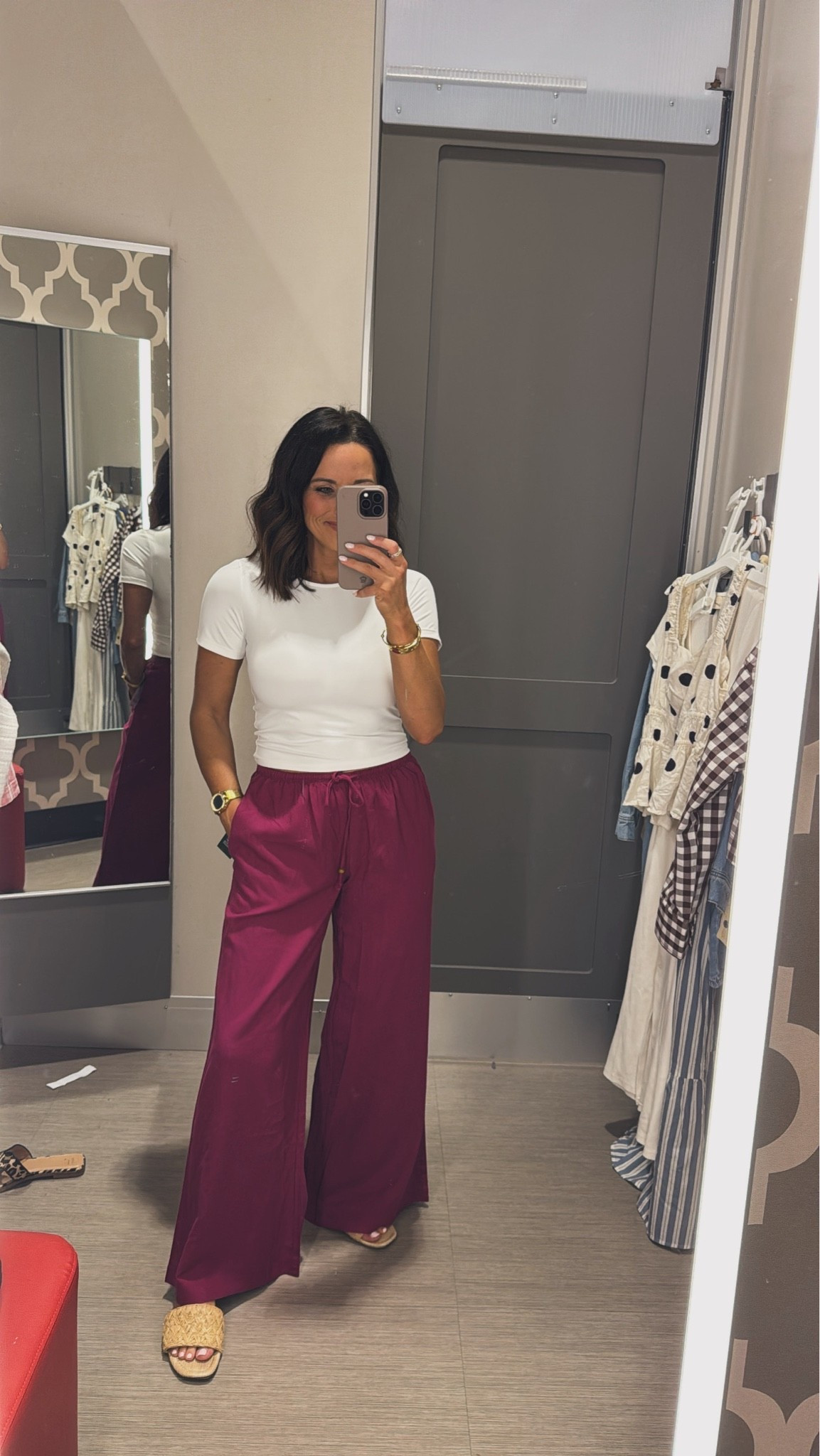Okay these pants are everything 😍 The color is so rich and pretty, and they have that flowy, expensive-looking feel while still being incredibly comfortable. Paired with a simple white tee, it’s an easy outfit that looks put together for dinner, vacation, or any summer event.

OUTFIT DETAILS:
Top: Target
Pants: Target
Sandals: Target

Size XS, 5’3 for reference

#LTKStyle #LTKFinds #TargetStyle #TargetFashion #SummerStyle #VacationOutfit #WideLegPants #AffordableFashion #OOTD #LTKUnder50