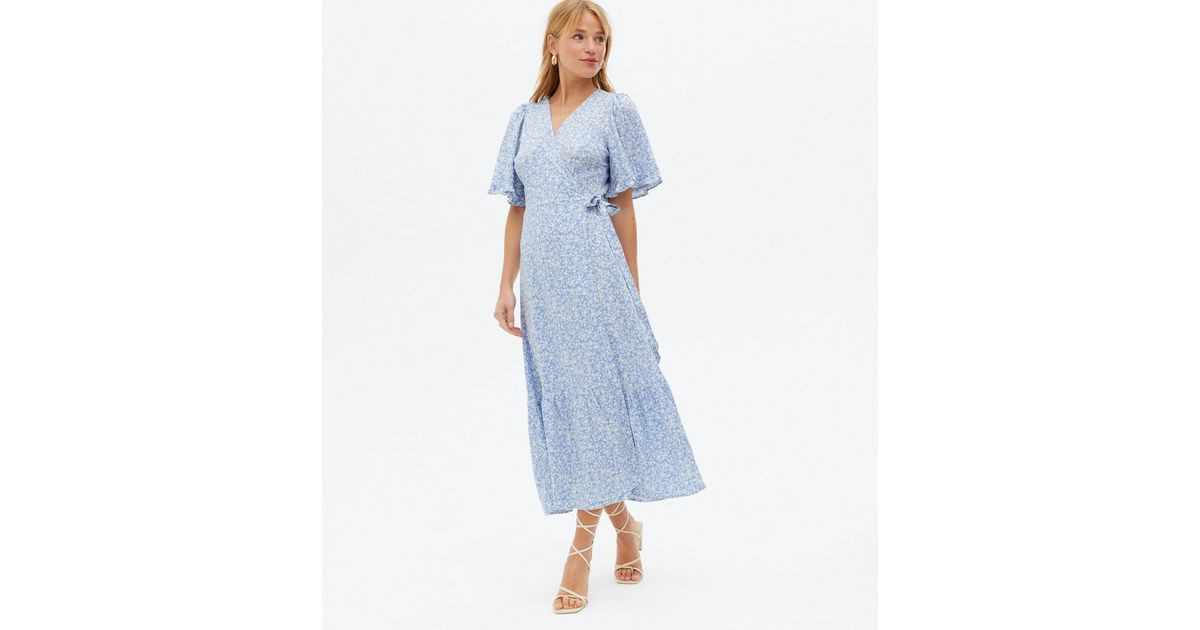 Blue Floral Tiered Midi Wrap Dress
						
						Add to Saved Items
						Remove from Saved Items | New Look (UK)