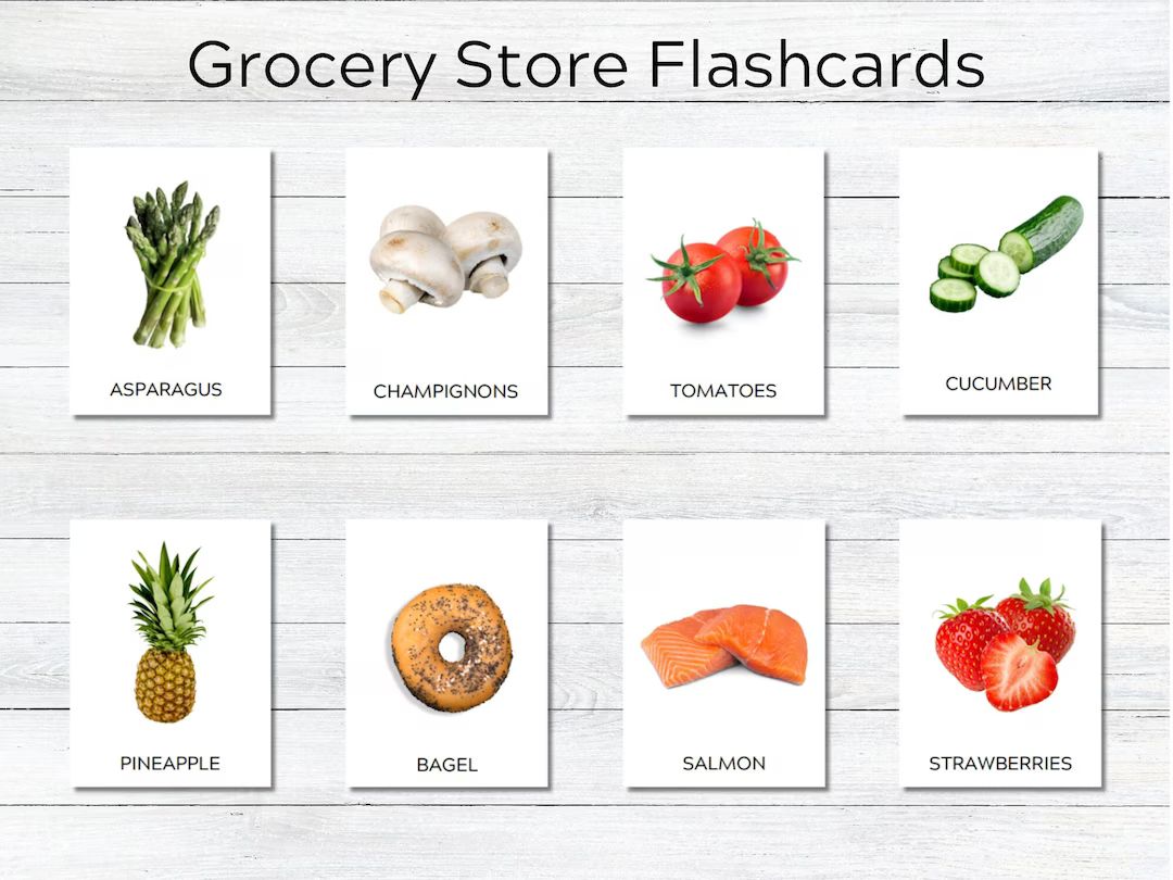 54 Grocery Store Flashcards, Kids Grocery Store List, Grocery Shopping List, Super Market Shoppin... | Etsy (US)
