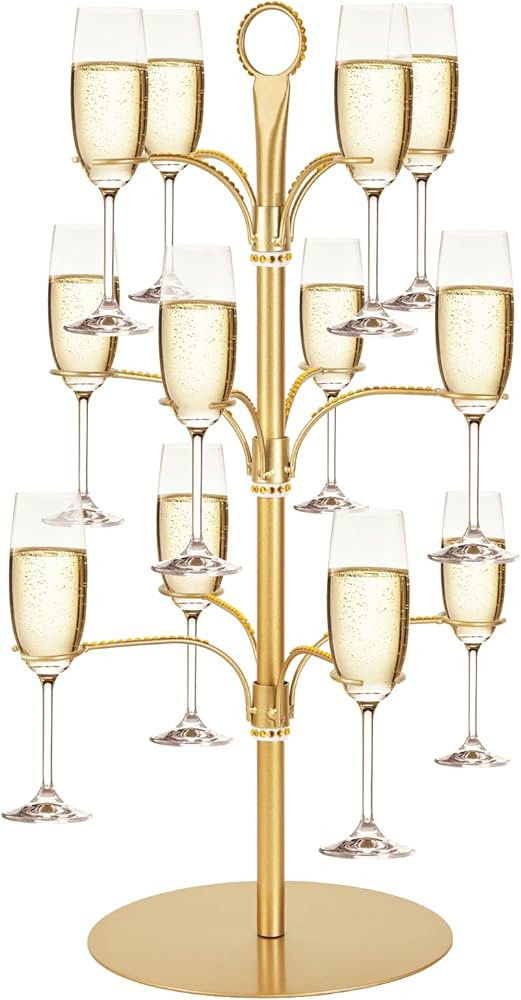 Cocktail Tree Stand for Drinks Champagne Tower Wine Glasses Holder, 3 Tier 12 Holders, Bar Home D... | Amazon (US)