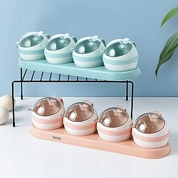 XGzhsa Plastic Spice Jars with Lids, Seasoning Box with Spoon, 4 Pieces Durable Seasoning Box Mul... | Amazon (UK)