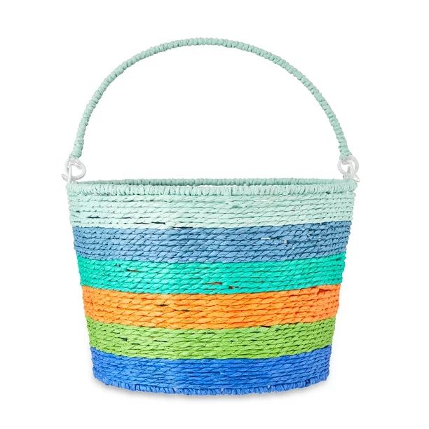 Way to Celebrate Multi-Color Rolled Paper Easter Basket with Swivel Handle, 9.25" D | Walmart (US)