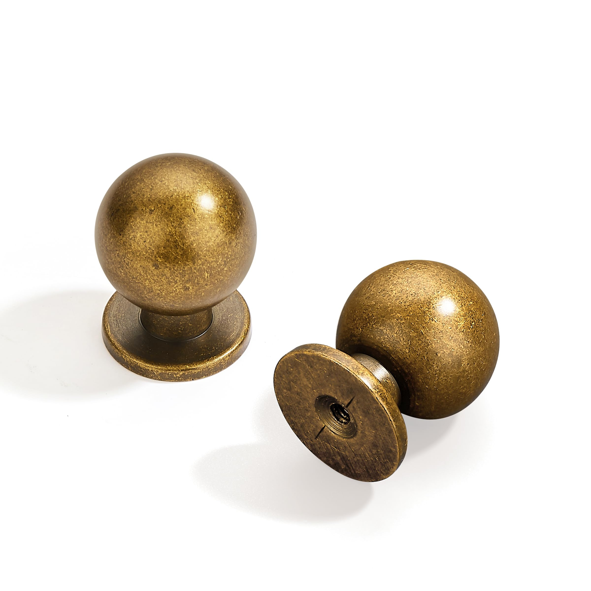 5 Pack 1 Inch (25mm) Diameter Round Solid Vintage Antique Brass Cabinet Knobs，Cabinet Pulls Kno... | Amazon (US)