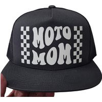 Moto Mom Snapback Trucker Hat, Adult Adjustable Custom Racing Flat Bill Pit Crew Race Day Hat | Etsy (US)
