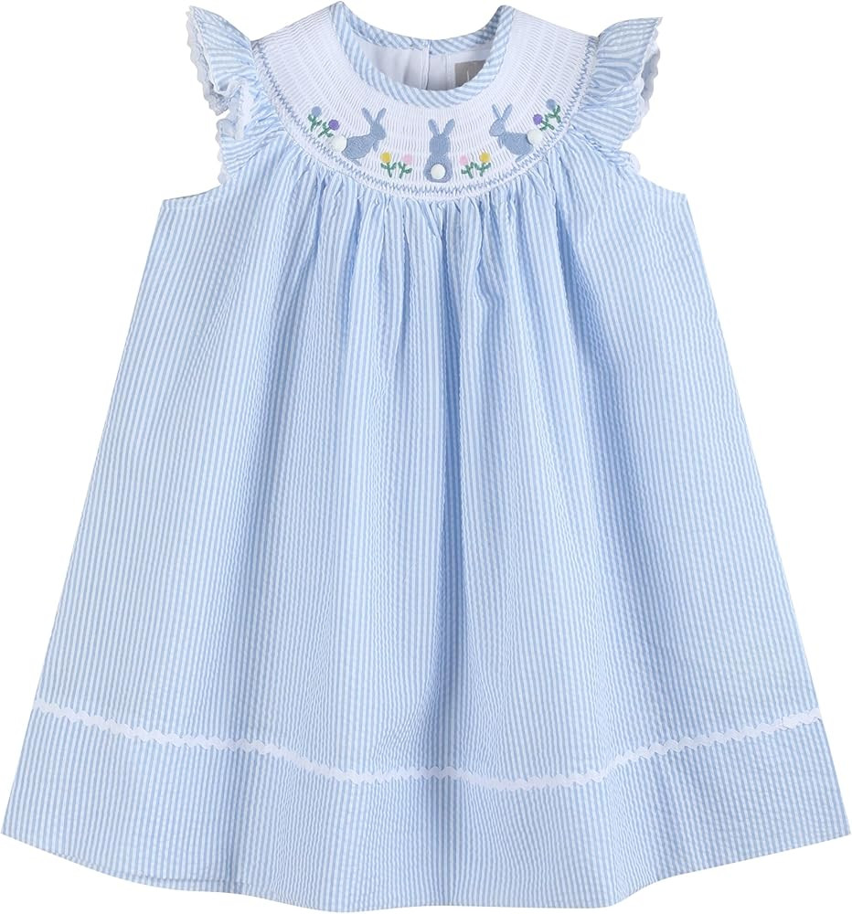 Lil cactus Baby and Girls Smocked Easter Bunny Bishop Dress | Amazon (US)