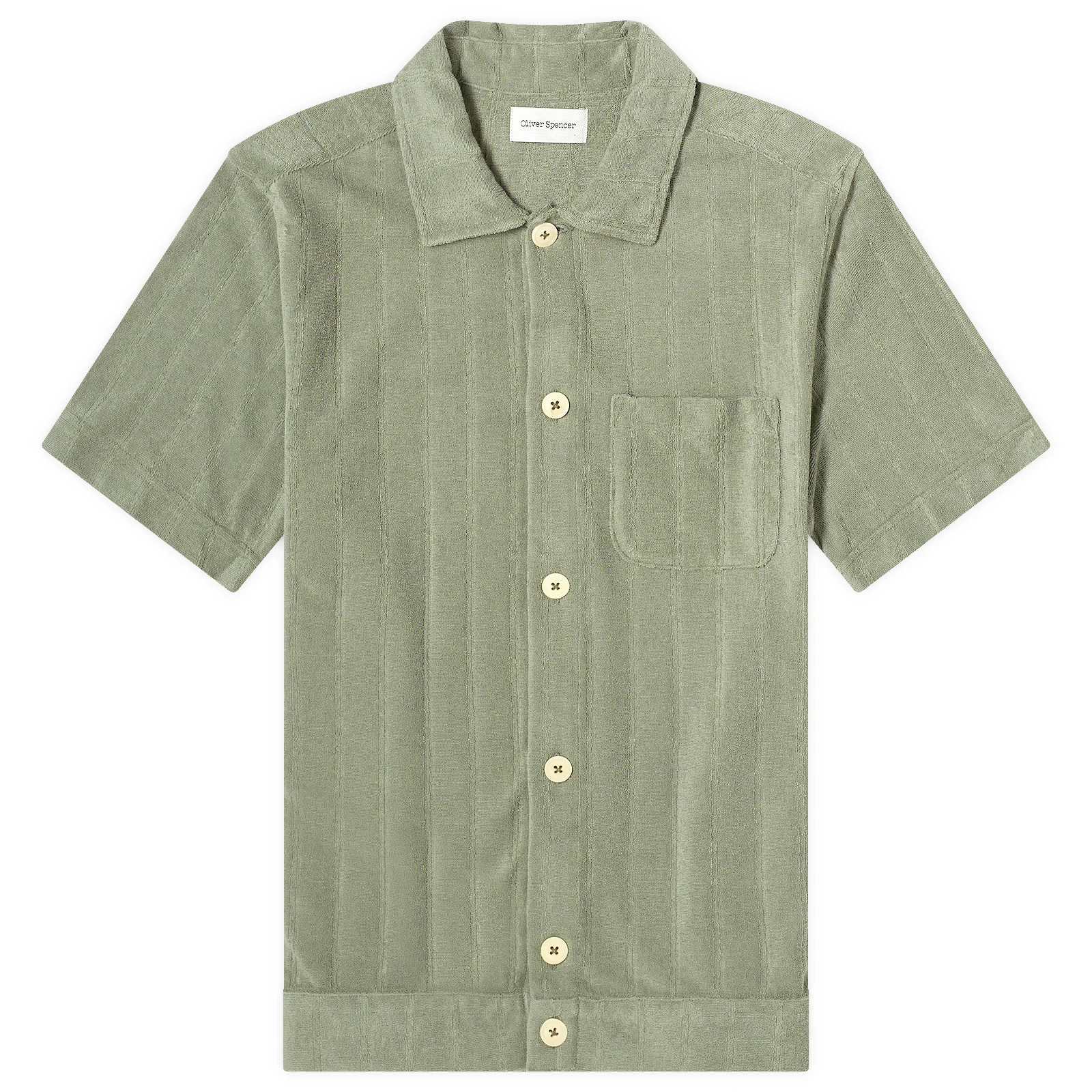 Oliver Spencer Men's Ashby Short Sleeve Terry Shirt in Green, Size Small | END. Clothing