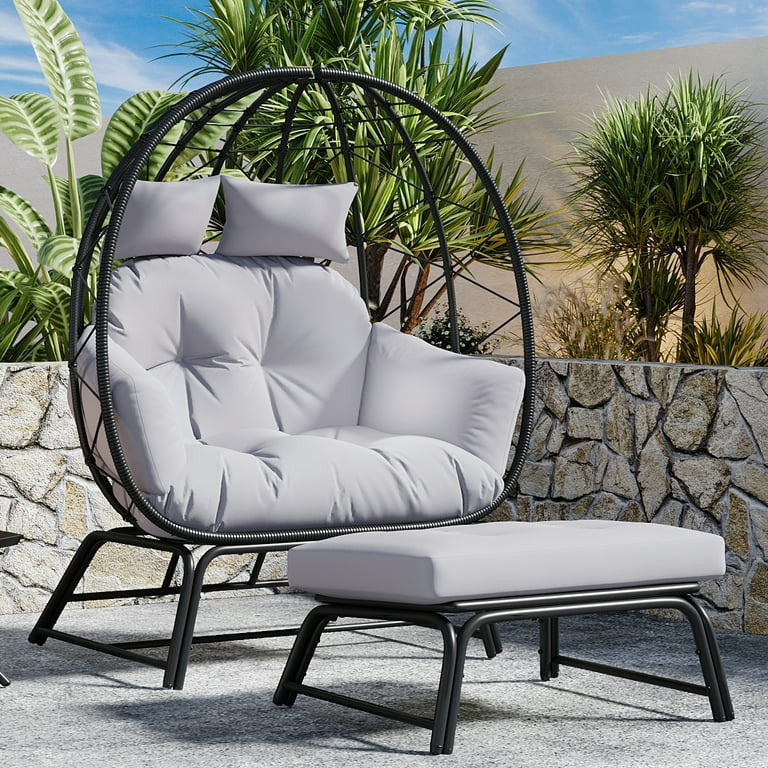 FKSLIFE 2 Person Wicker Egg Chair With Ottoman Cushion Large Egg Basket Chair With Footrest For O... | Walmart (US)