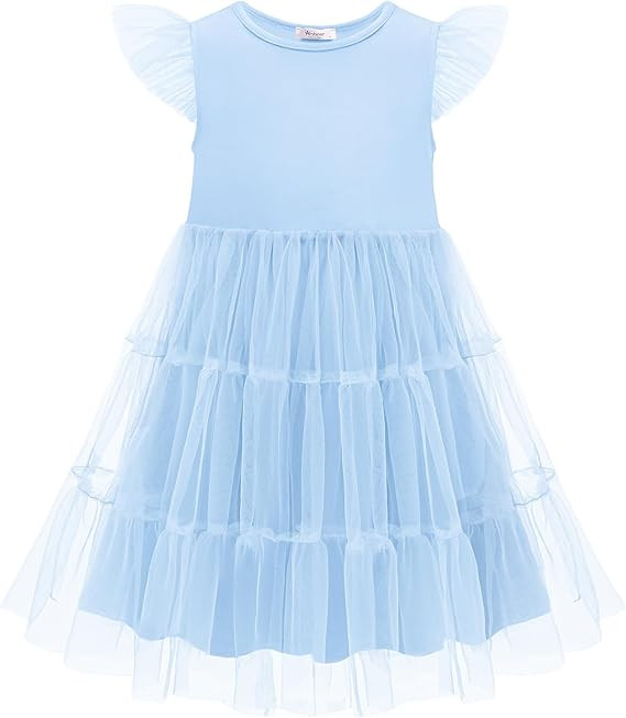 Arshiner Toddler Baby Girl Dress Ruffle Sleeveless Tulle Dresses Tiered Pleated Twirly A-Line Sun... | Amazon (US)