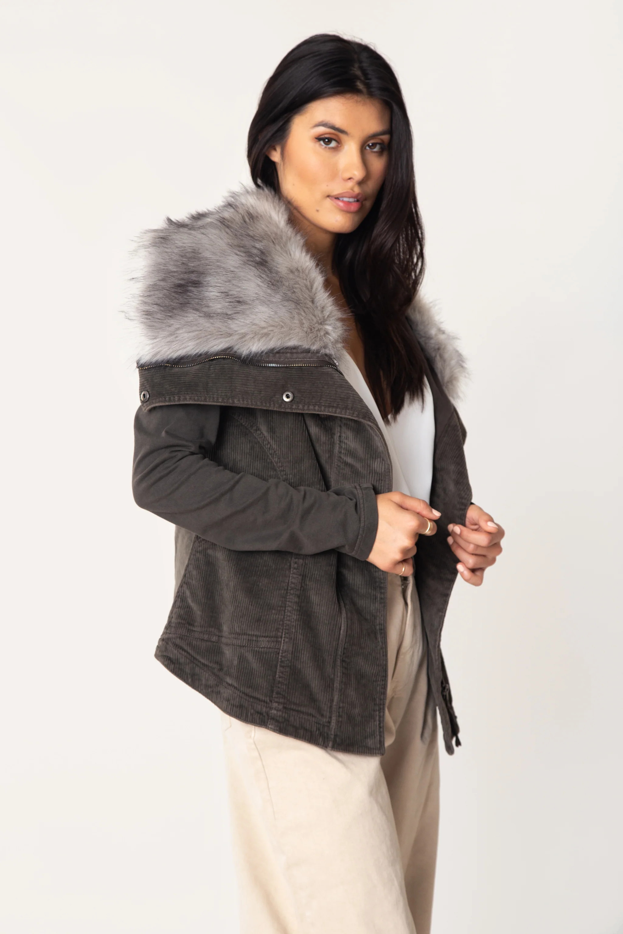 Kym Cord Fur Wrap Jacket | Marrakech Clothing