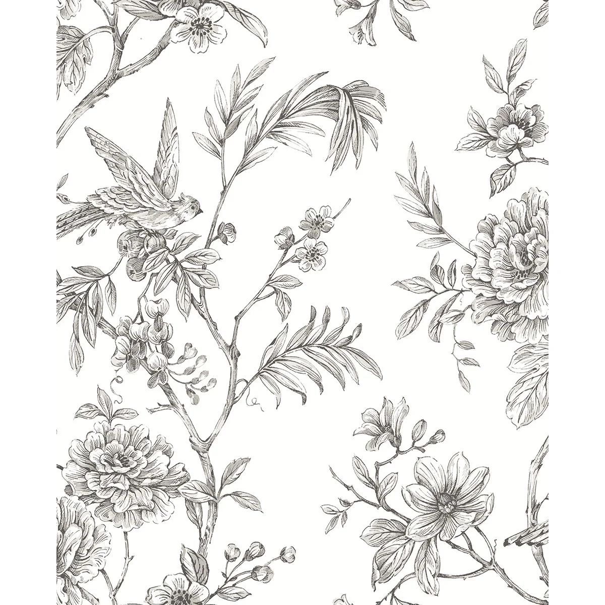 Jessamine Floral Trail Wallpaper in Grey from the Moonlight Collection – BURKE DECOR | Burke Decor