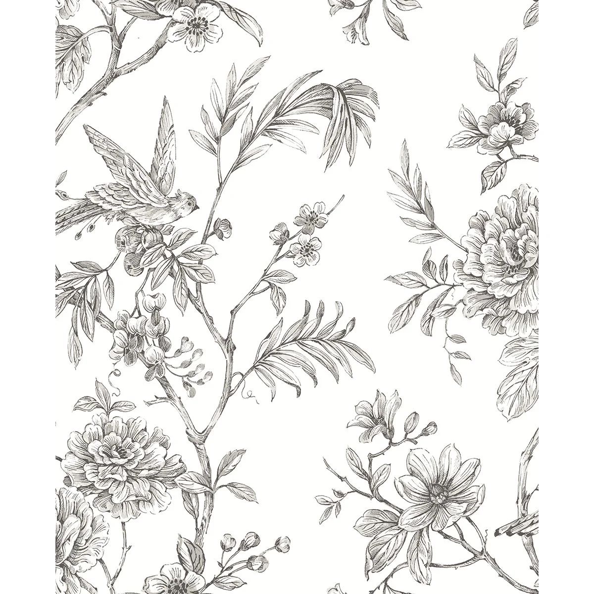 Jessamine Floral Trail Wallpaper in Grey from the Moonlight Collection – BURKE DECOR | Burke Decor