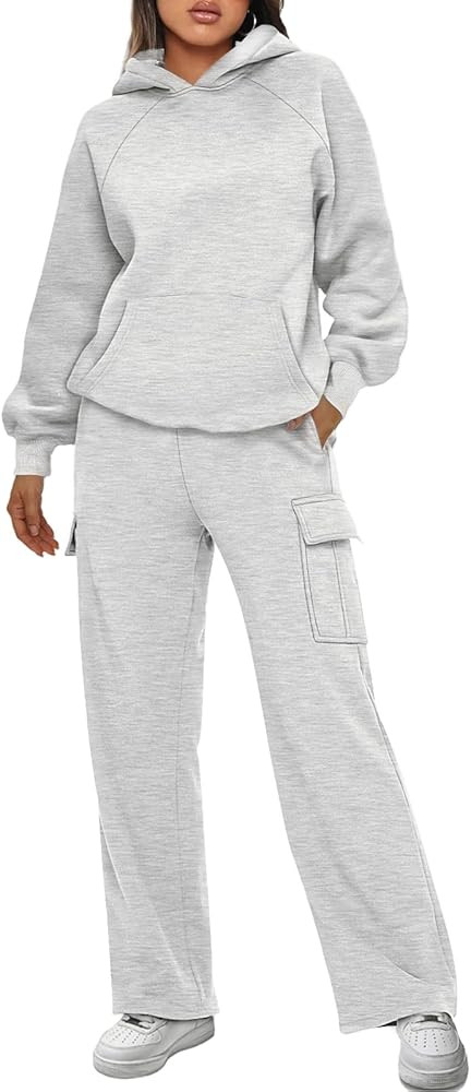 AUTOMET Womens 2 Piece Outfits Sweatsuits Sets Long Sleeve Sweatshirts with Cargo Sweatpants | Amazon (US)
