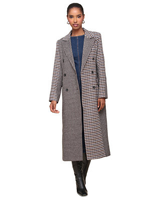 Avec Les Filles Women's Double-Breasted Plaid Coat - Macy's | Macy's