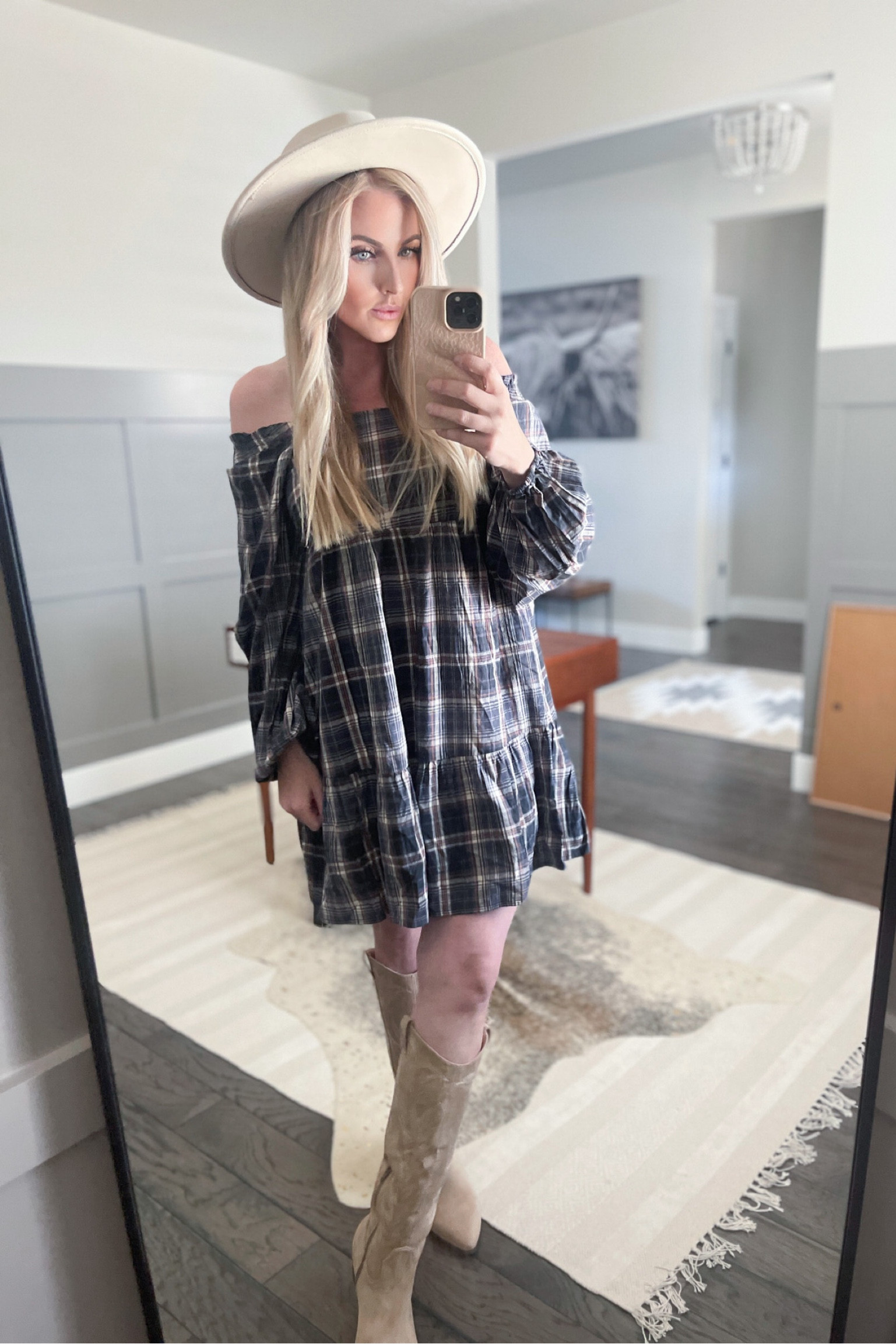 Fall Family Photo Outfit 
Fall Family Pictures 
Mom Family Photo Outfit 
Daughter Family Photo Outfit 
Maternity Photos 
Tall Boots / Tan Boots 
Plaid Dress / Off the Shoulder Dress

Wearing size XS 

#LTKstyletip #LTKshoecrush #LTKbump