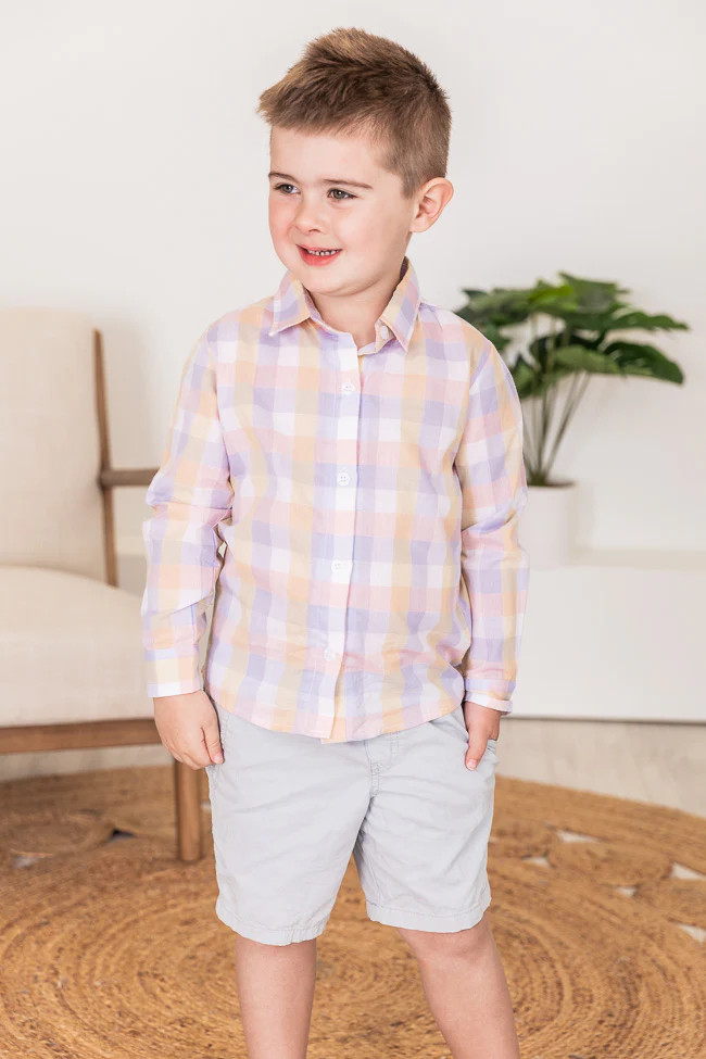 Skip A Chapter Boys Plaid Button Down Shirt | Pink Lily