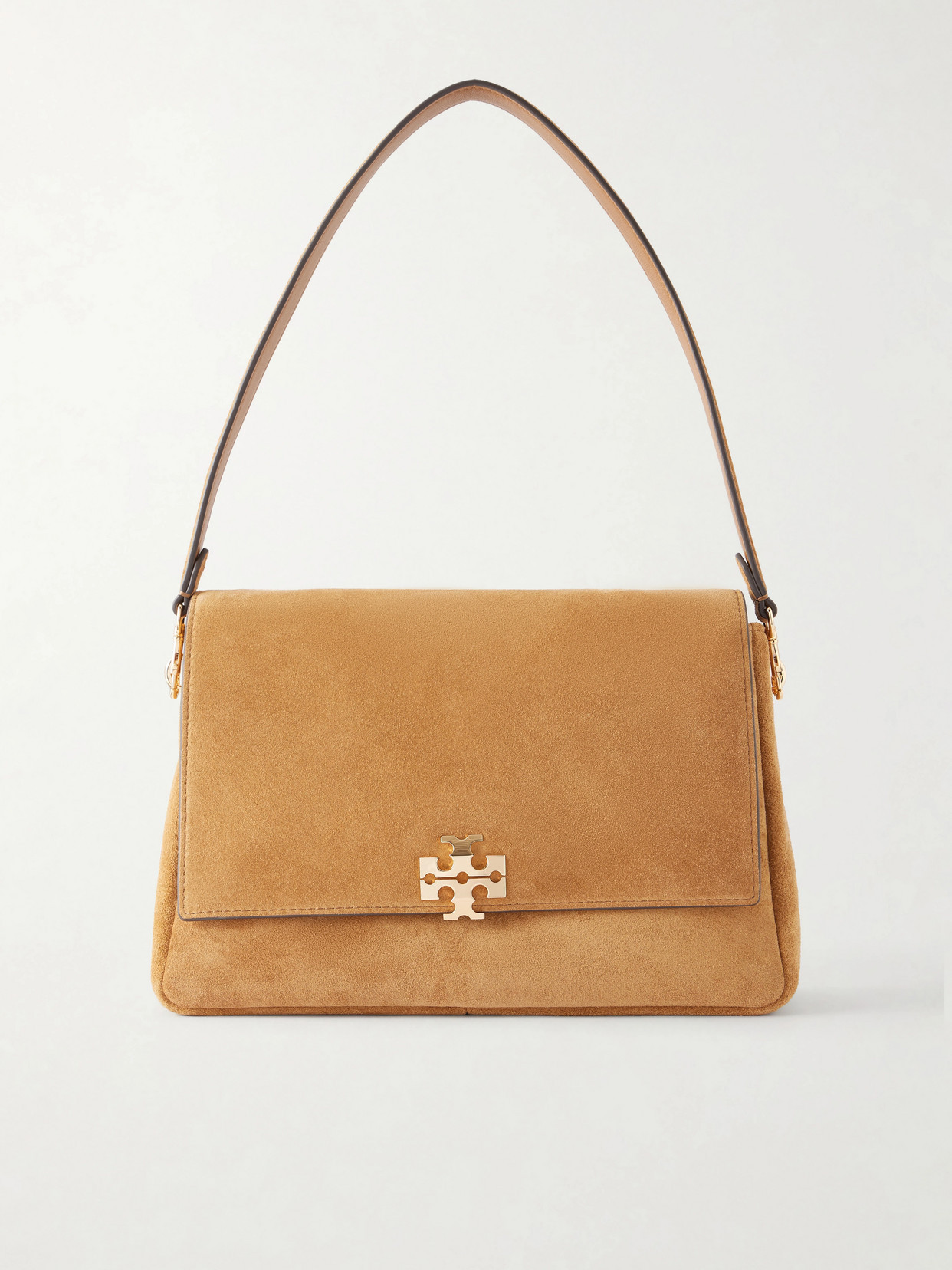 Tory Burch - Charlie Logo-embellished Suede Shoulder Bag - Brown | NET-A-PORTER (US)