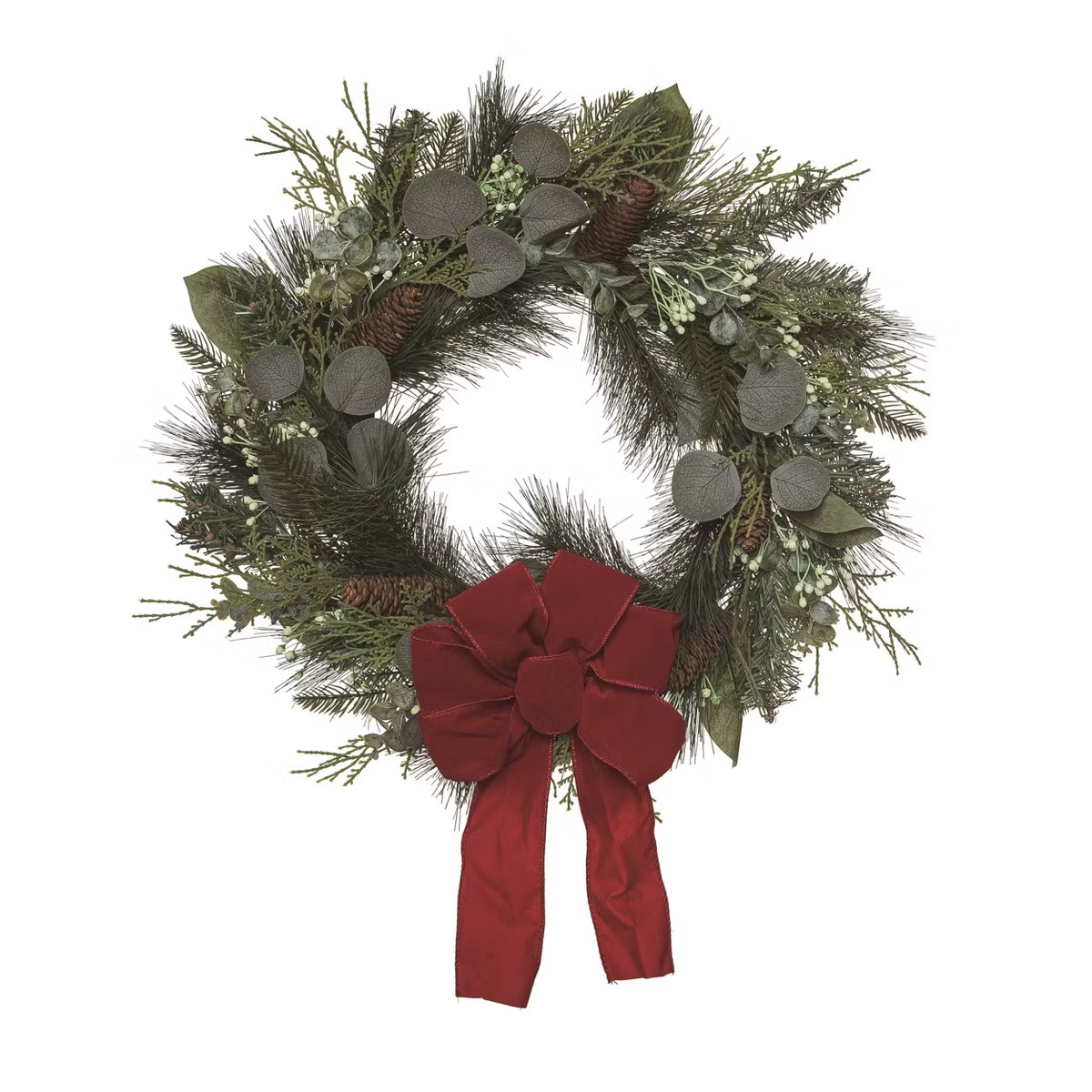 Transpac Artificial 24 in. Green Christmas Bow Wreath | Target