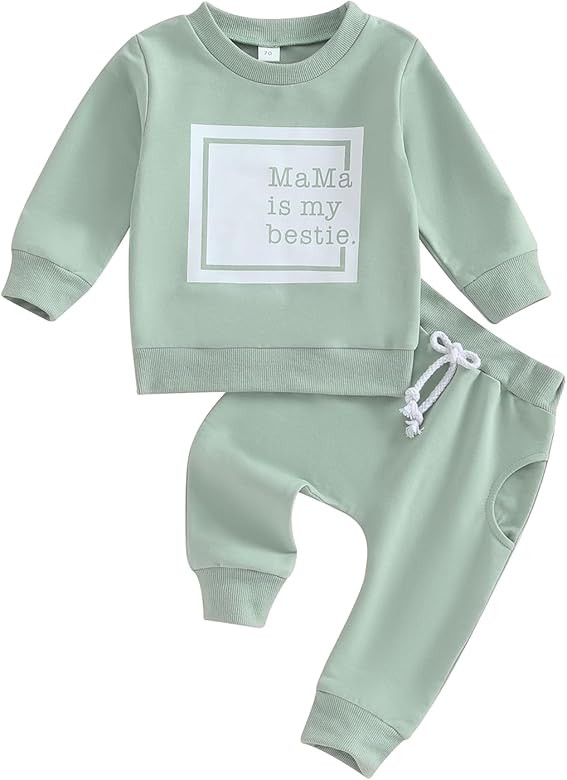 Toddler Baby Girl Clothes Long Sleeve Letter Print Sweatshirt and Stretch Jogger Pants Newborn Fa... | Amazon (US)
