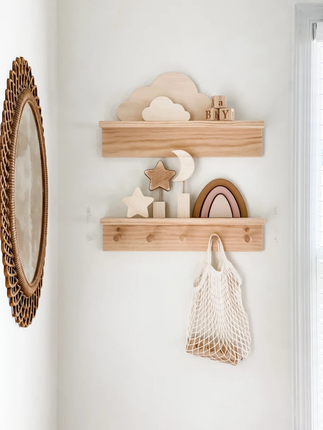 Set of Wooden Shelves Nursery Shelves Shelves Set Wooden Shelves Nursery Room Decor Kids Room Wal... | Etsy (US)