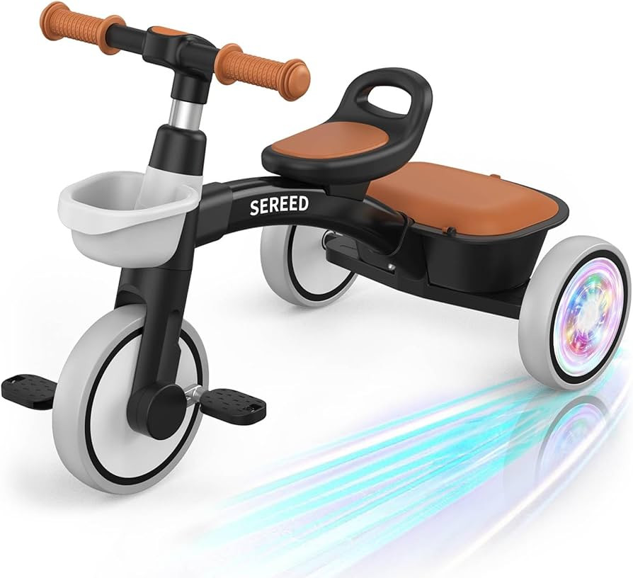 Amazon.com: SEREED Colorful Lighting Toddler Tricycle for 2-5 Years Old Boys Girls, Adjustable Se... | Amazon (US)