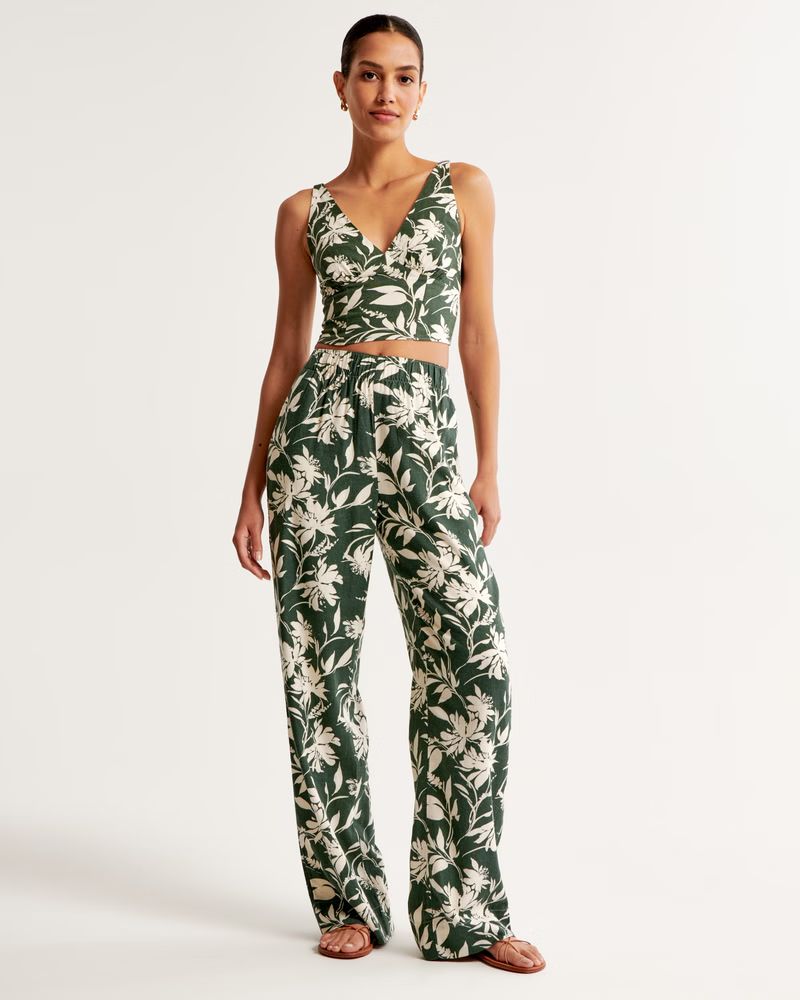 Women's Linen-Blend Pull-On Pant | Women's Matching Sets | Abercrombie.com | Abercrombie & Fitch (US)