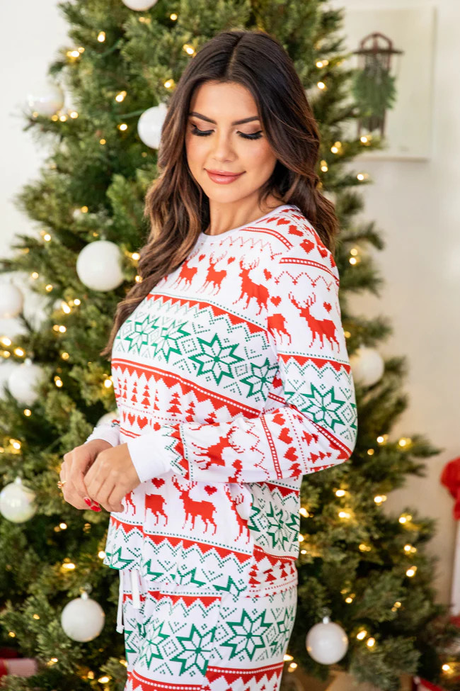 Santa Tell Me Red And Ivory Christmas Print Pajama Top FINAL SALE | Pink Lily