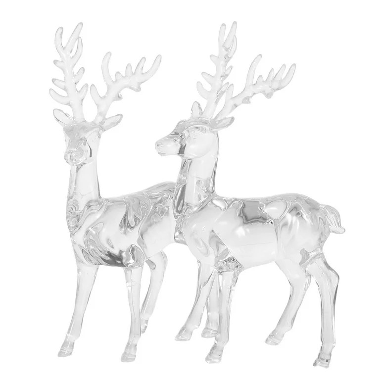 TABLZONE 2pcs Crystal Reindeer Acrylic Christmas Deer Figurines for Holiday Season Transparent Ta... | Walmart (US)