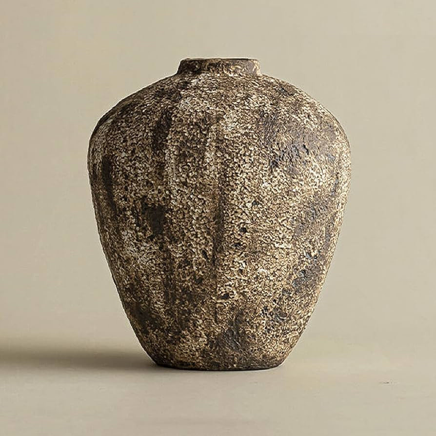 Ceramic Rustic Farmhouse Vase,Terra Cotta Vintage Vase,Pottery Decorative Flower Vases for Living... | Amazon (US)