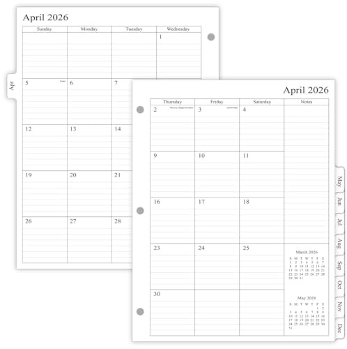 newestor 2026-2027 Monthly Planner Refill for 3 Ring Binder, Apr 2026 - Dec 2027, Two Pages Per M... | Amazon (US)