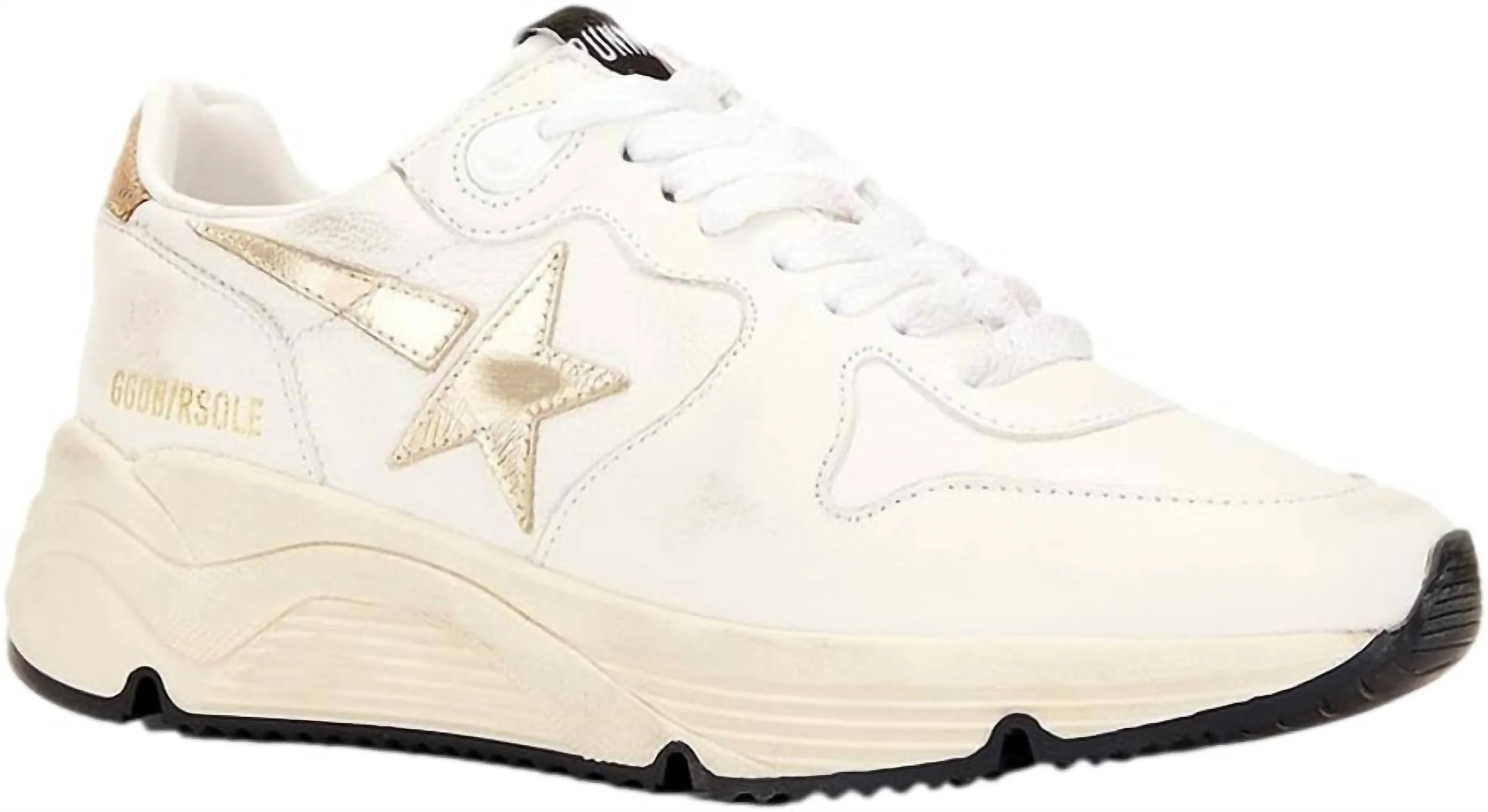 Women's Running Sole Shoes In White/gold/beige | Shop Simon