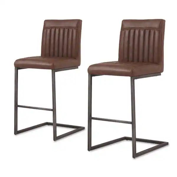 Ronan PU Leather Counter Stool,Set of 2 - Antique Cigar Brown | Bed Bath & Beyond