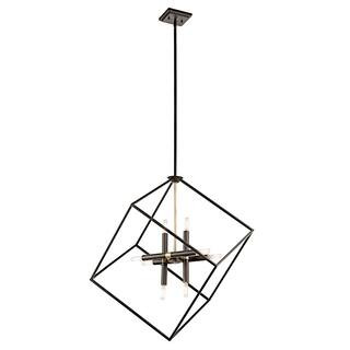 KICHLER Cartone 8-Light Olde Bronze Contemporary Dining Room Square Hanging Light Pendant 42526OZ... | The Home Depot
