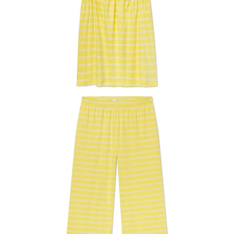 Pima Ruffle Pants Set in Zest Tidal Stripe | Lake Pajamas