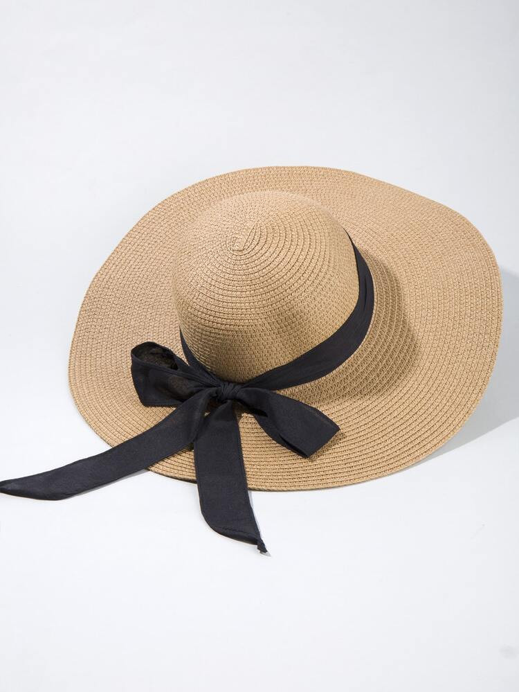 Twilly Scarf Decor Straw Hat | SHEIN