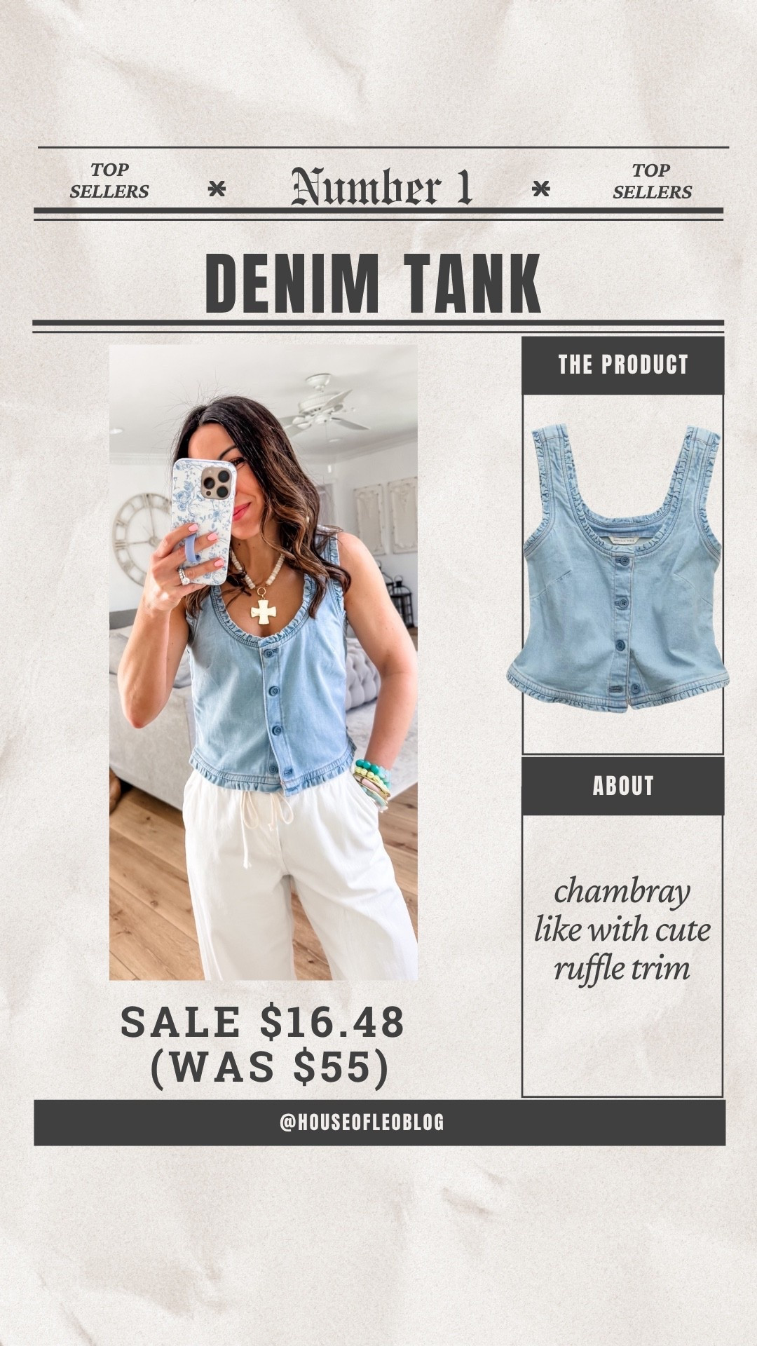 Jewelry code HOUSEOFLEO20. Small denim tank. denim vest.

#LTKSaleAlert #LTKOver40