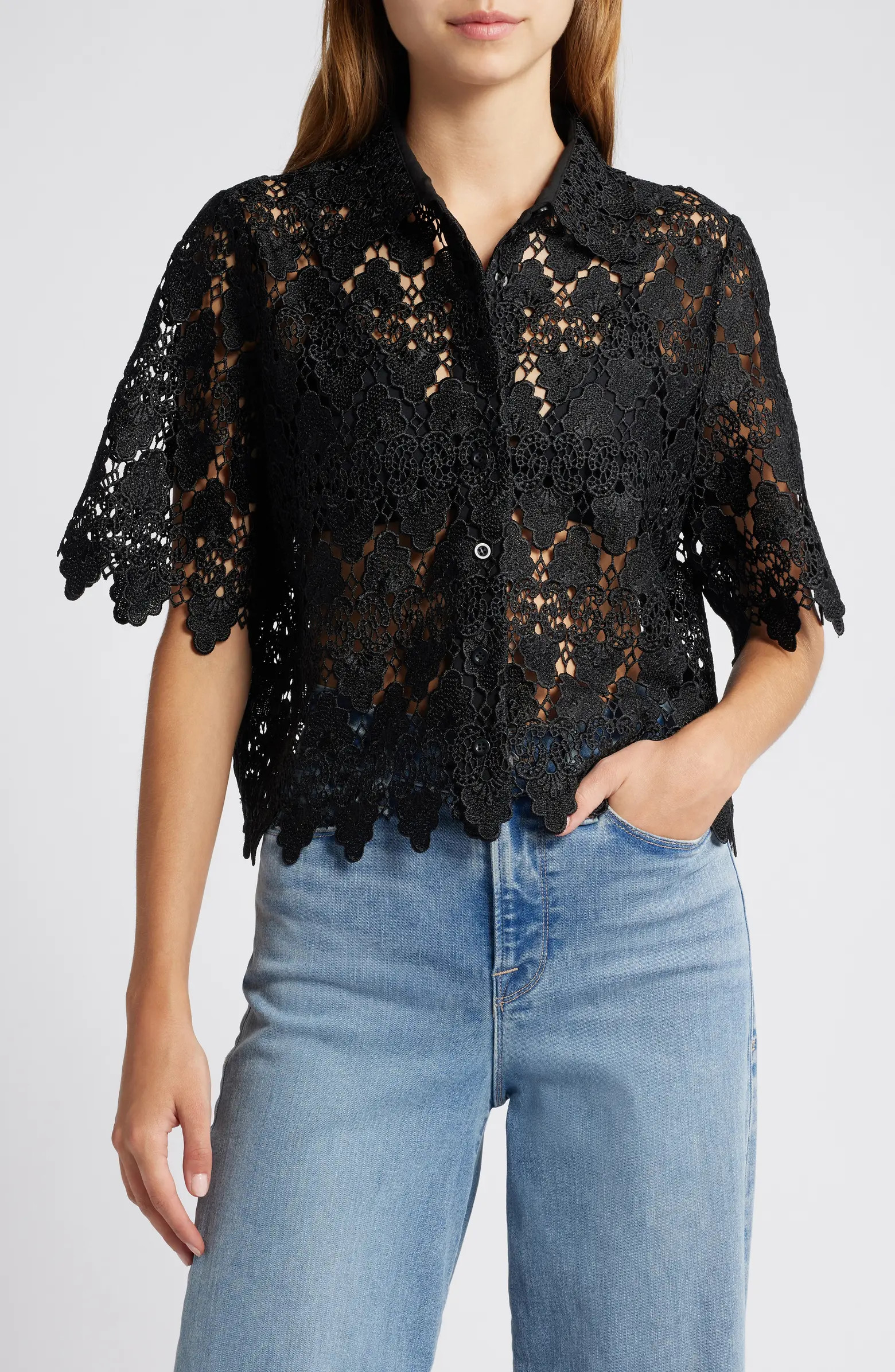 FRAME Lace Button-Up Shirt | Nordstrom | Nordstrom