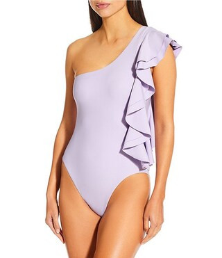 Antonio Melani Solid One Shoulder Ruffle One Piece Swimsuit | Dillard's | Dillard's