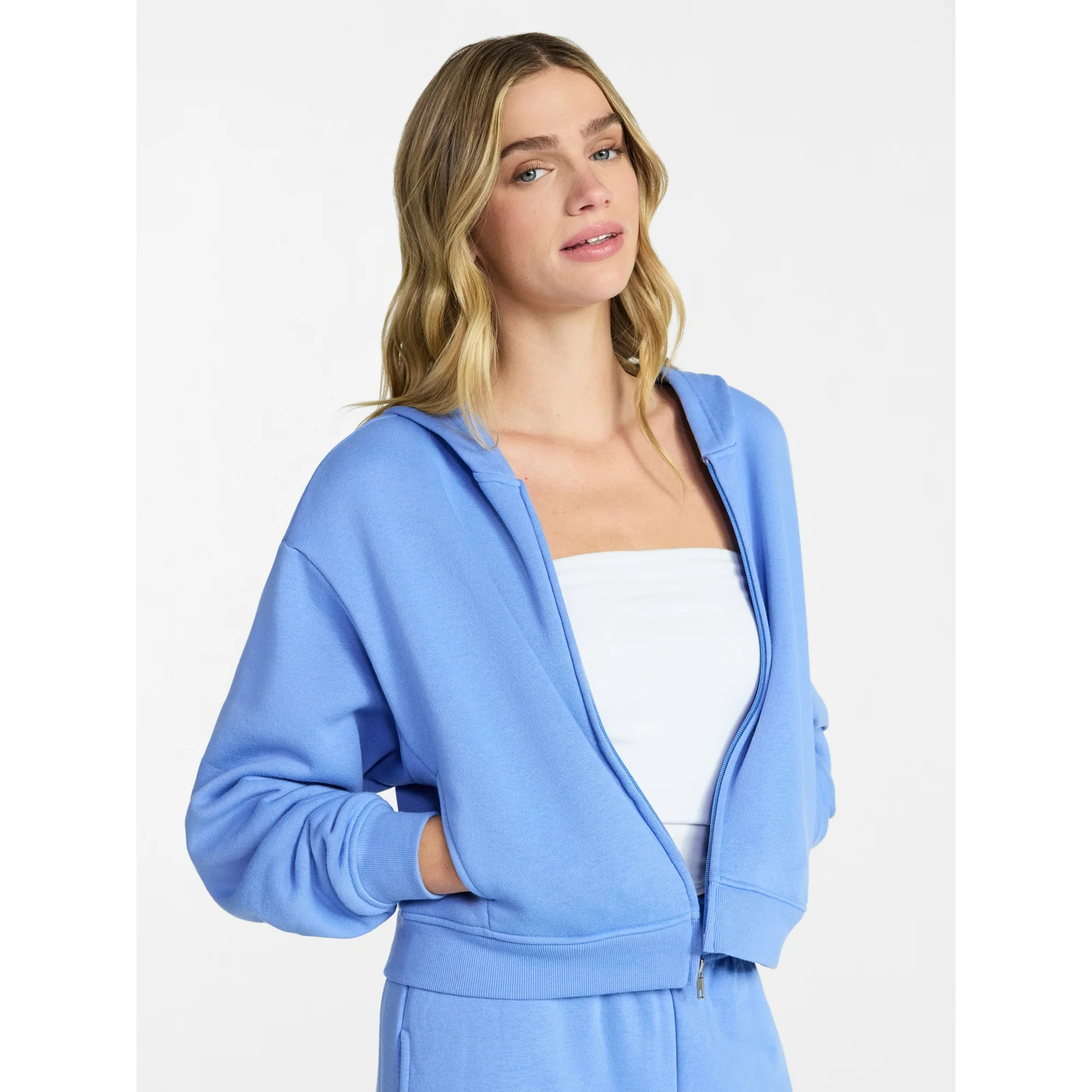 No Boundaries Boxy Zip-Up Hoodie, Women's XXS-XXL | Walmart (US)