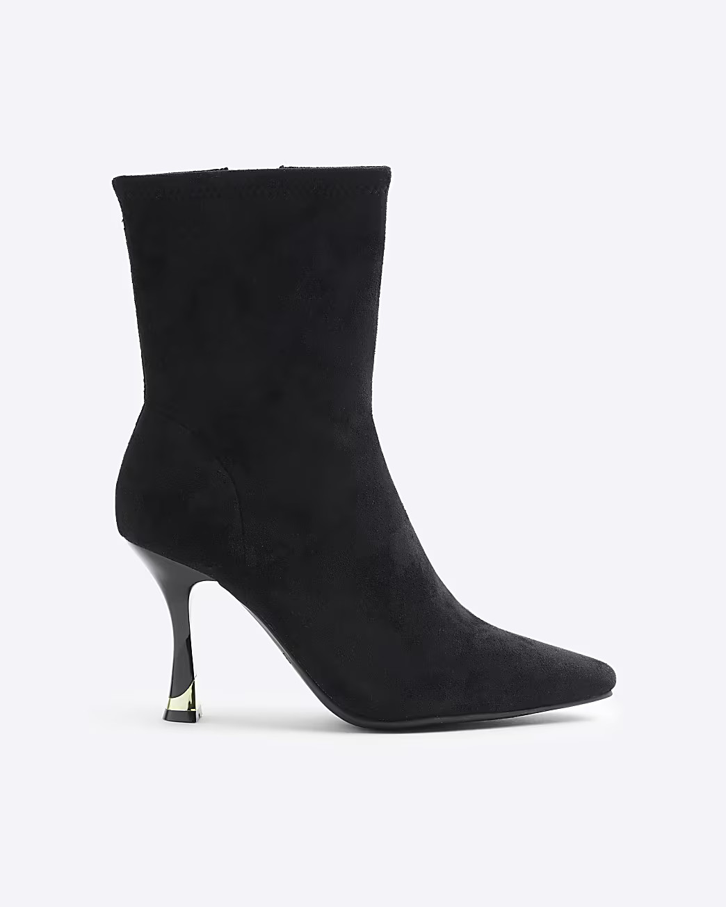 Black Wide Fit Suedette Heeled Sock Boots | River Island UK & IE