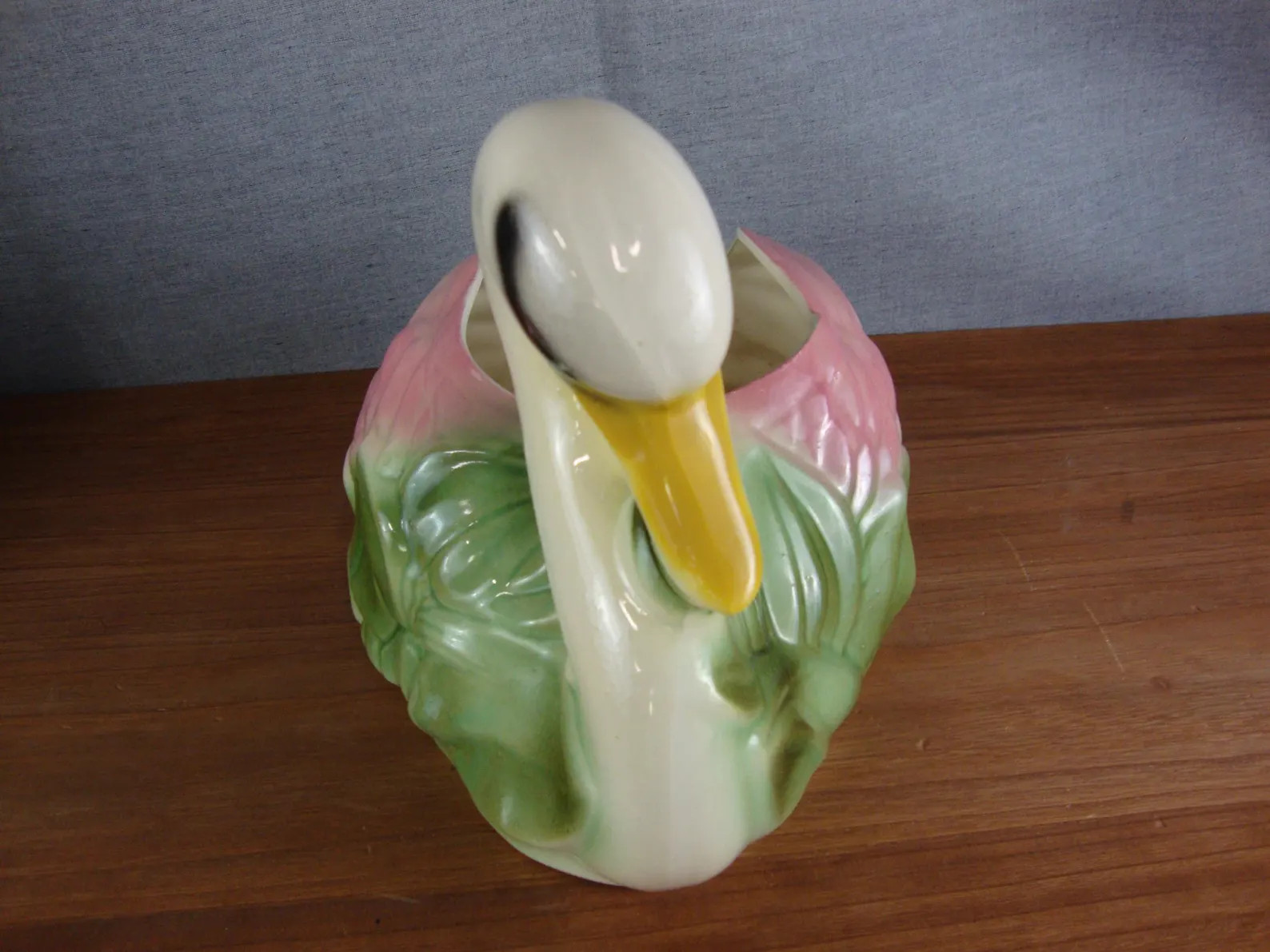 Vintage USA Ceramic Cream/Pink/Green Swan Bird Planter | Etsy (US)
