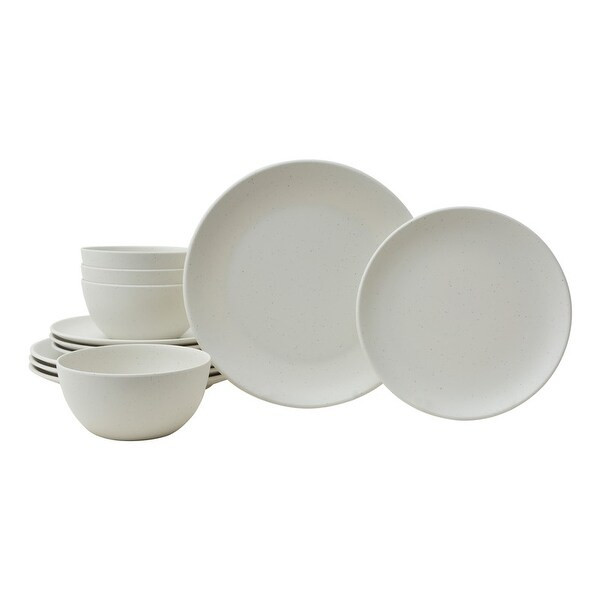222 Fifth Bryce 12-Piece Melamine Dinnerware, Ivory | Bed Bath & Beyond